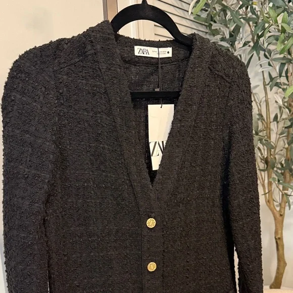 ZARA Black Tweed Button Dress – XS (NWT) - Picture 3 of 7